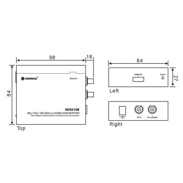 Portable SD / HD Fiber Optic Transceiver 12V DC Support 1080P With HDMI Port