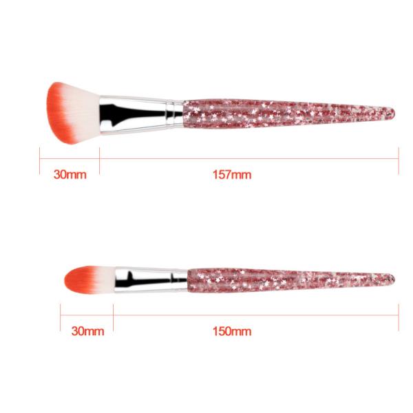 Fashion Cosmetic Makeup Brush Set 6 Pcs with star glitter inside the handle