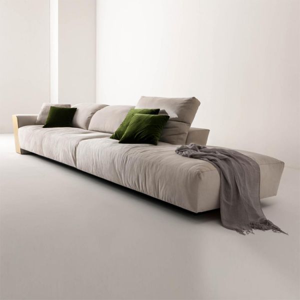 Italian Light Luxury Leather Sofa Living Room Three-person Stainless Steel Sofa Imported Frosted Leather Furniture