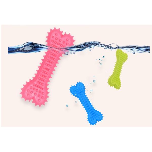 All-Season Pet Durable Nature Rubber Puppy Interactive Molar Bone Shape Toothbrush Stick Teeth Clean TPR Treat Training Dog Bit Chew Toy