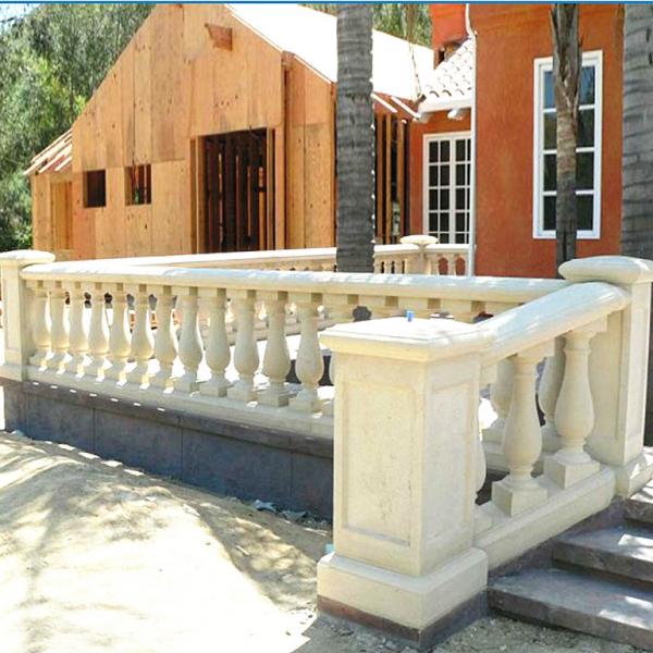 Hand Carved Natural White Stone Balcony Baluster Railing Stair Design Marble Handrail
