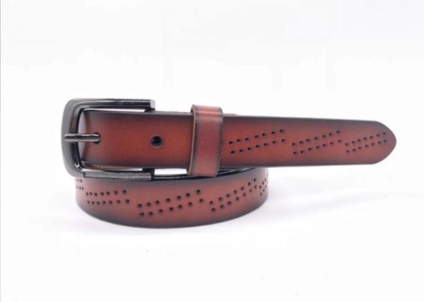 Fashion Women's Fashion Leather Belts With Brown Gradient Ramp Gunmetal Metal Color