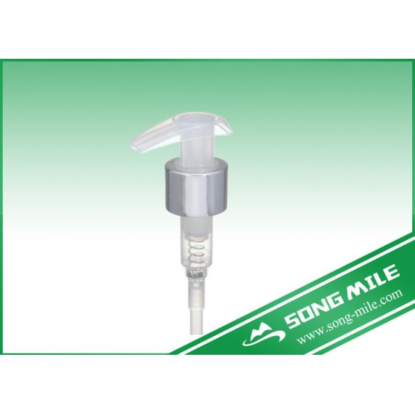 28mm Plastic Liquid Soap Lotion Pump Silver Aluminum Transparent