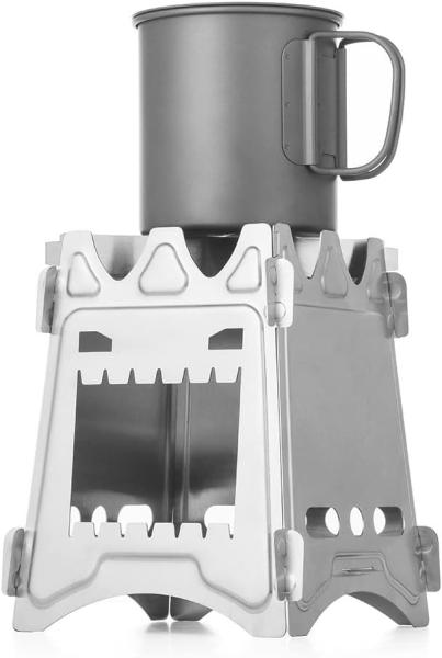 Picnic BBQ Cooker Portable Folding Stainless Steel Backpacking Stove Wood Burning Camp Stoves