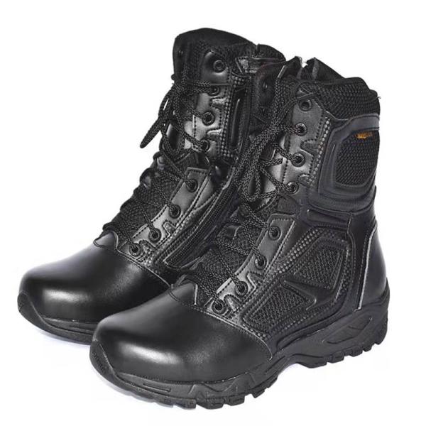 Black Ultralight Military Leather Boots Side Zipper Waterproof