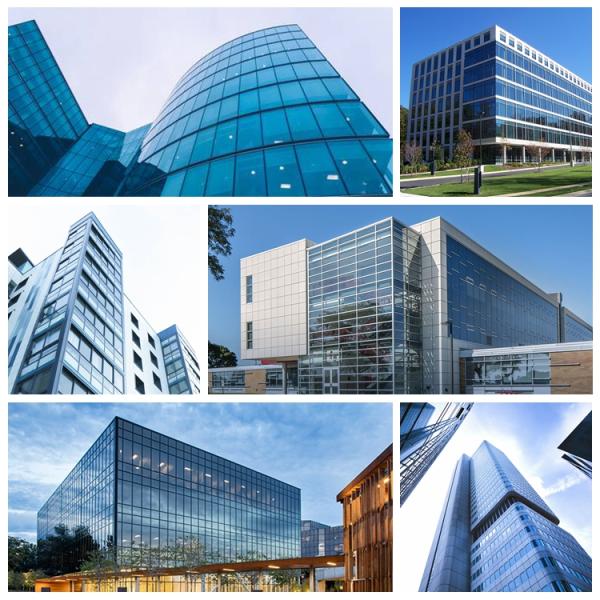 Seguridad aislante Pared de cortina de vidrio curvado Edificio residencial Pared de cortina aislamiento acústico resistente a la intemperie CCC ISO9001 aprobado