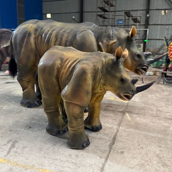 Customized Performance Realistic Animatronic Rhinoceros Costume Animal Double Person Suit