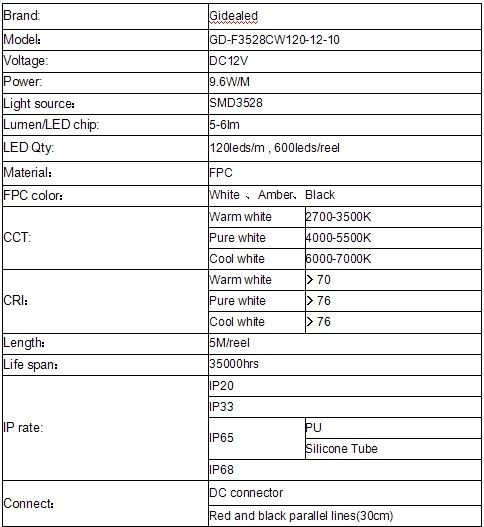 10W 3528 leds Pure white 4500K IP67 silicone tube flexible LED strip for home decorative