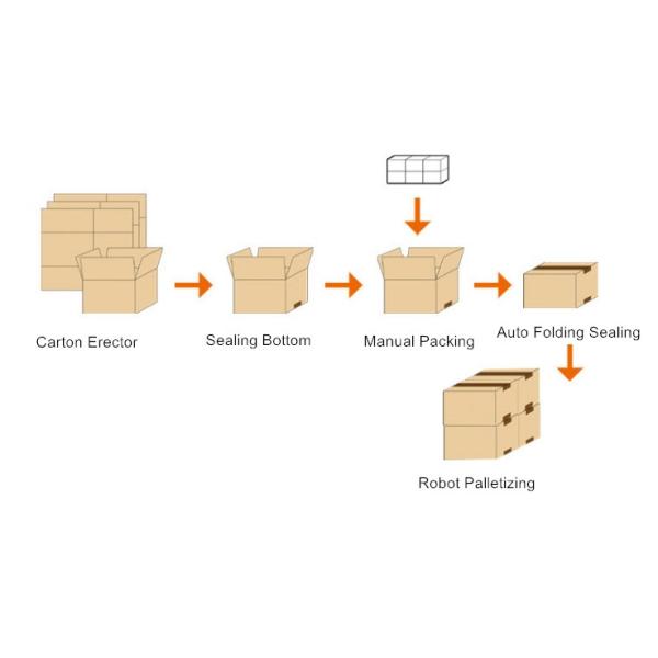 IP65 Packaging Line with Case Carton Bag Box Erector Folding Sealer Palletizer System