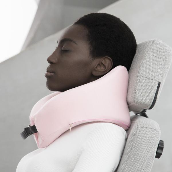 Comfortable Breathable Memory Foam Neck Pillow for Airplane Travel Options Woven Label