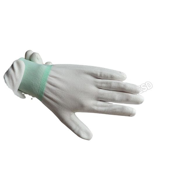 ESD Conductive Gloves Polyester Anti-static Work Glove Anti-slip Carbon PU Tip Palm Fit