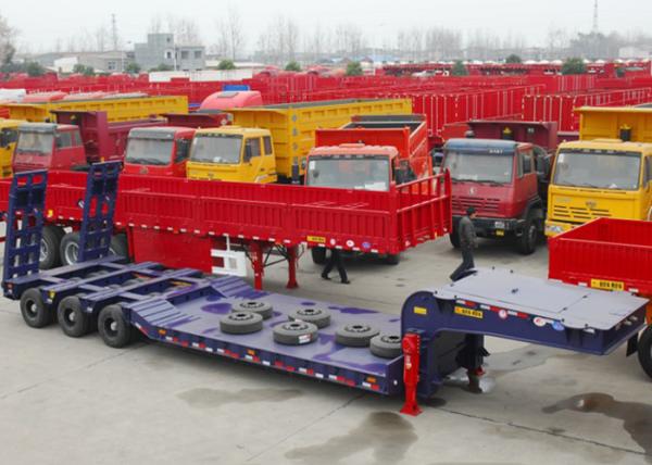 Swivel Axles Low Bed Semi Trailer For Heavy Machine Transport 30T-150T