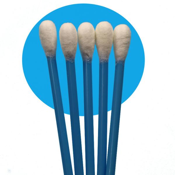 Bâtonnet en PP bleu de 10 cm, grand embout rond, coton-tige médical, applicateur pour prélèvement d'échantillons