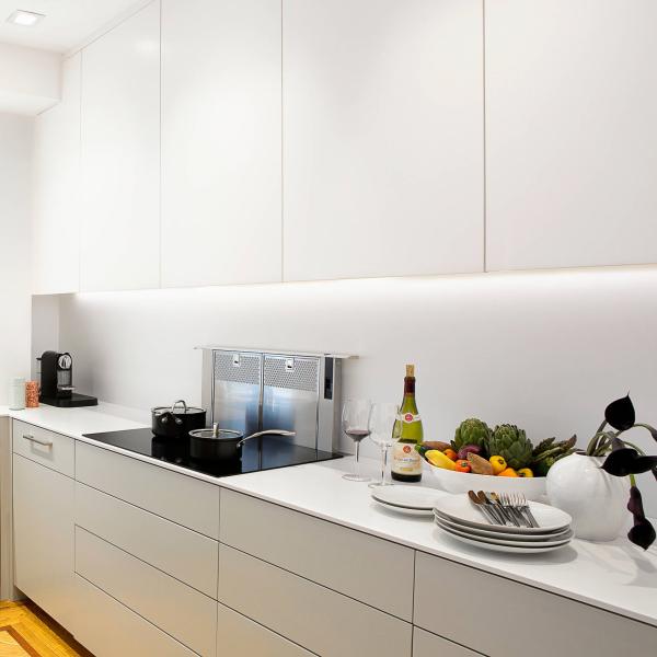 L Shape White And Gray Kitchen Storage Cabinet Lacquer Kitchenette All In One