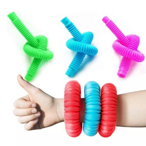Colorful DIY Building Plastic Pipe Fidget Toy Sensory Tools Pop Tubes
