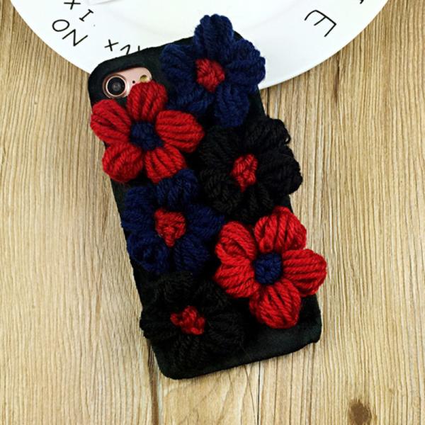 PC Korea Style 3D Wool Flower Clusters Plush Back Cover Cell Phone Case For iPhone 7 6s Plus
