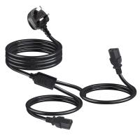 Cordon d'alimentation en Y séparateur UK BS1363 vers double IEC C13 1-7M