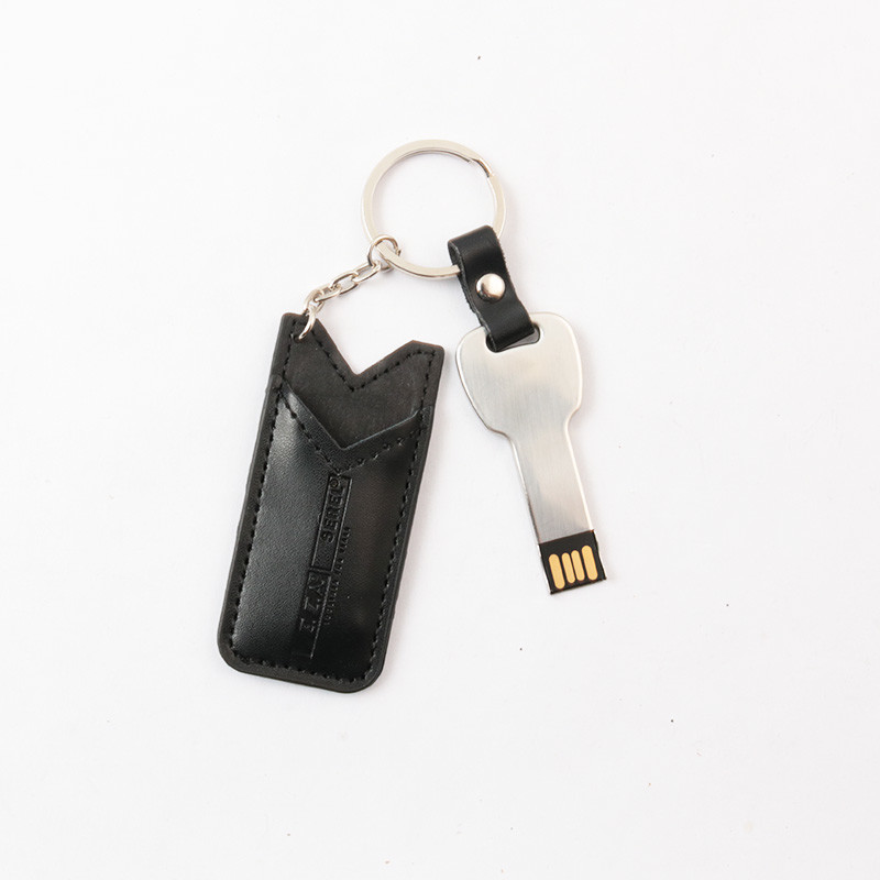 USB ключа металла 30MB/S вставляет 2,0 портативных 64GB 128GB с кожаной крышкой