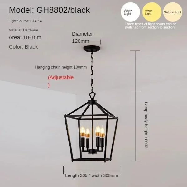 Loft Vintage Iron Birdcage Pendant Light Modern  Darlana Linear Lantern Chandelier（WH-AP-640）