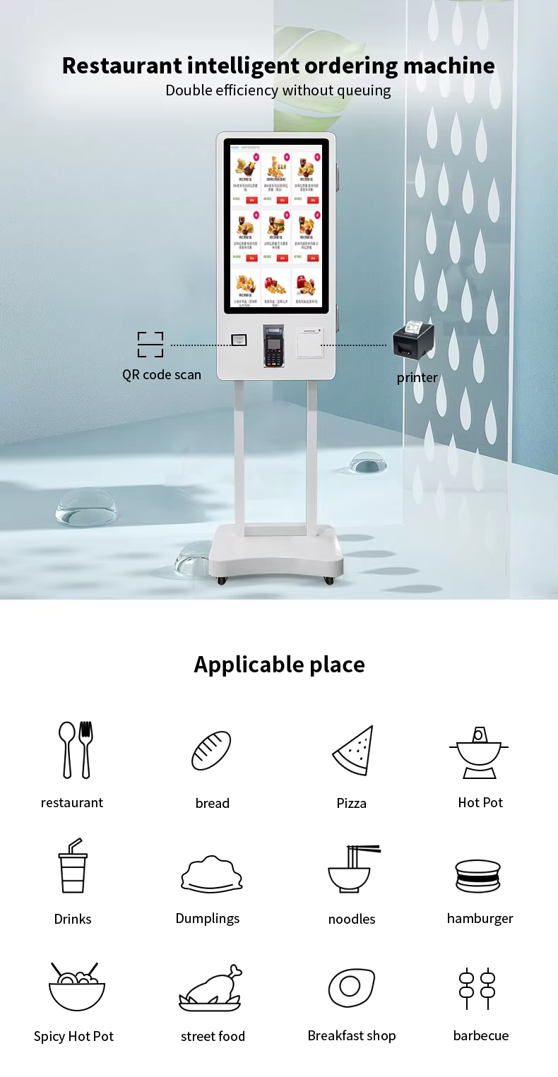 24 32 Inch Interactive Automatic Touch Screen Payment Kiosk Self Ordering Machine