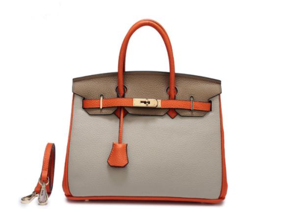 Fashionable Women Leather Handbags / Customized Casual Tote Bags Genuine Leather