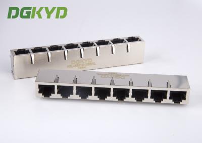 Proteja preto múltiplo Ganged dos conectores do porto RJ45 do porto do ângulo direito 1X8