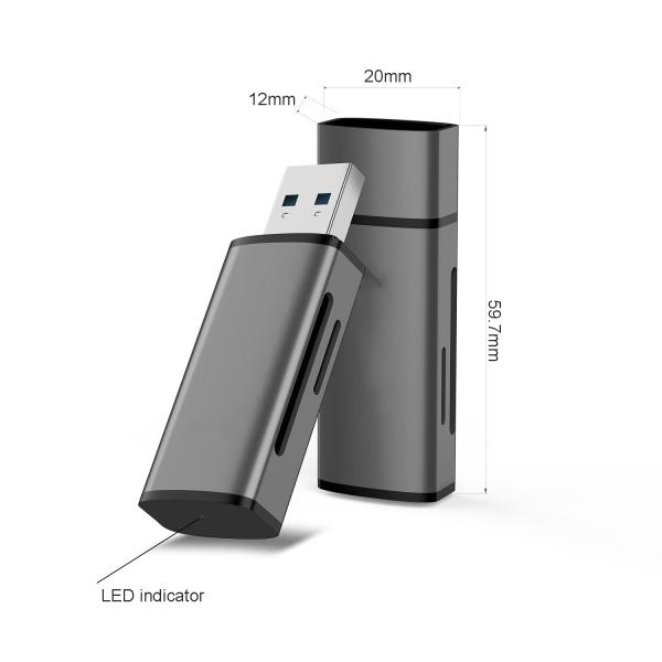Lecteur de carte USB 3.2 Gen 1 pour cartes SD et MicroSD UHS I. Connectez-le aux ordinateurs de bureau et aux ordinateurs portables.