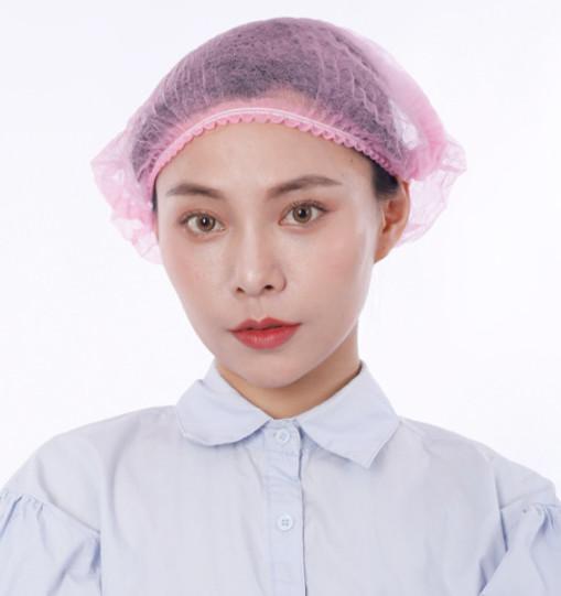 disposable non-woven bouffant cap with single or double elastic for medical use or food service