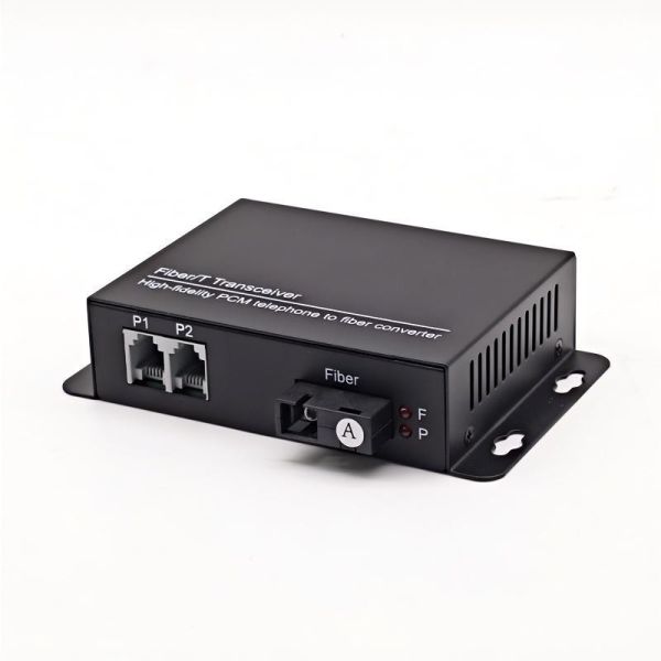 2 Channel Telephone Fiber Converter Dual Port PCM Voice Over Fiber Extender