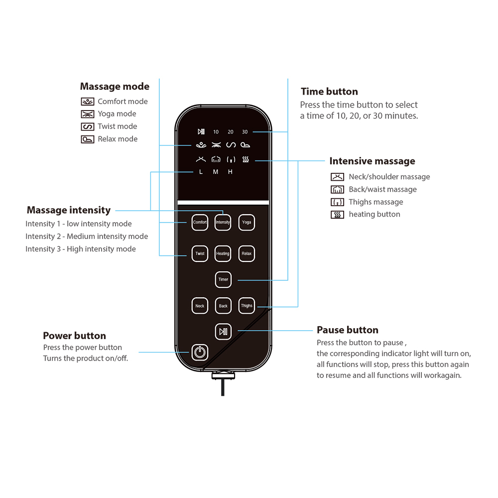Portable Foldable Heating Massage Mattress with 4 Massage Modes for Full Body Relaxation