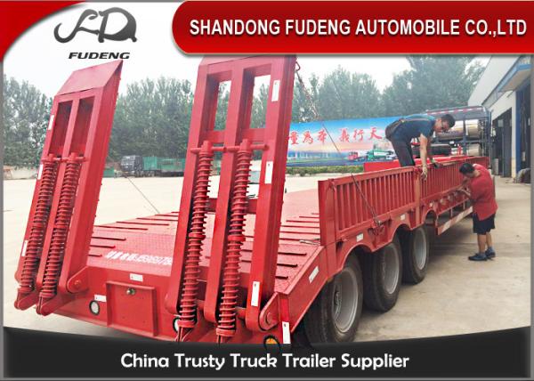 Transport Heavy Large Machine Low Flatbed Trailer , 45 Ton - 55 Ton Low Bed Trailer