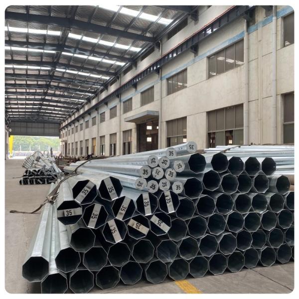 Hot Dip Galvanized Q355 Electrical Power Pole for 10-220KV Transmission Lines with 3.0mm-4.0mm Wall Thickness