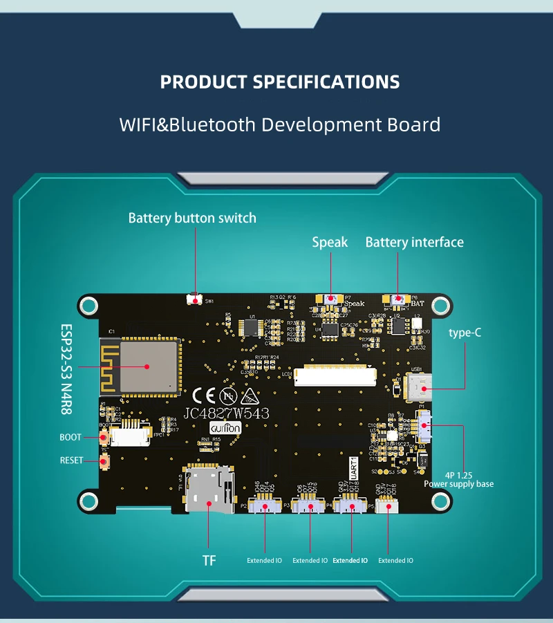 Капацитивный сенсорный Advanced TFT HMI Display Module JC8048W550 800*480 Пиксельное разрешение St7262 Драйверный чип