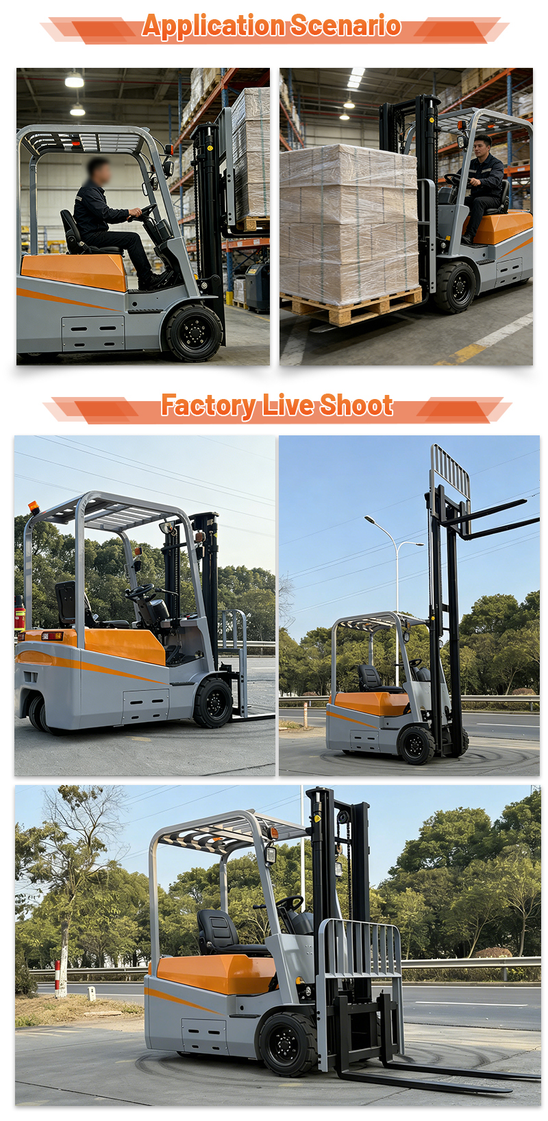 3 Wheel Counterbalance Forklift Machine Compact Sit Down Electric Industrial Materials Handler