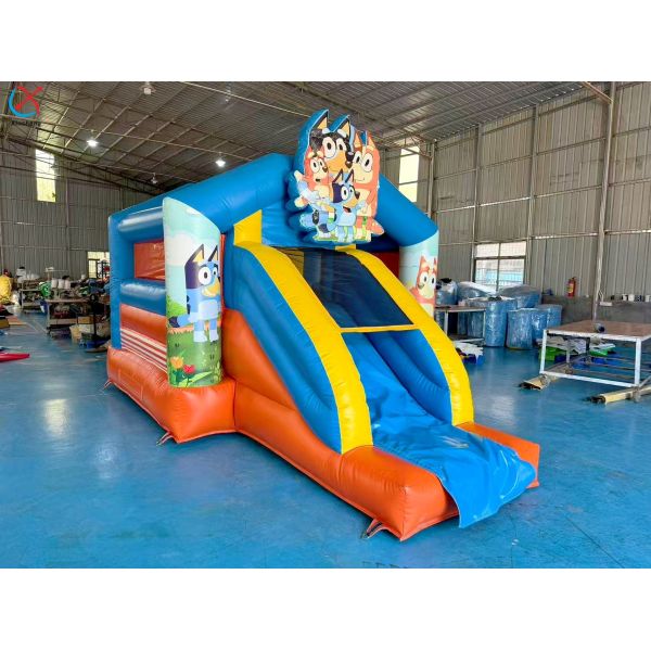 Commercial Bluey Themed Inflatable Bounce House with Slide Kids Party Bouncy Castle