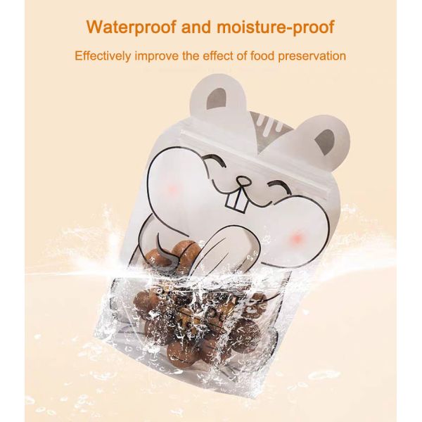 Jelly Candy Gift Ziplock Resealable Paper Pouches Cartoon Animal Shaped