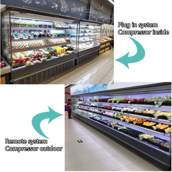 Достигаемость стиля открытого охладителя Multideck 4 ярусов регулируемая включая в набор отложенных изменений удаленная в шкафе