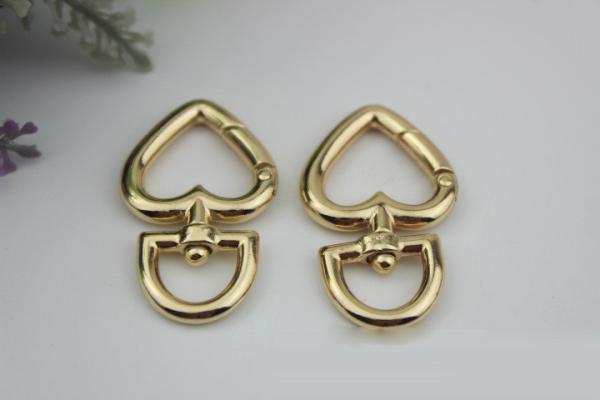 High quality nickel 3/4 inch heart shape open spring metal o ring clips for purse/handbag