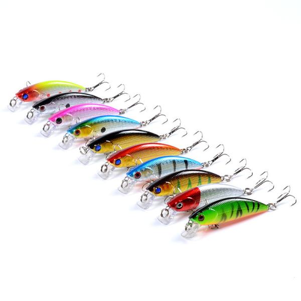 10 Colors 6.70CM/5g 8# Hooks Perch,Crucian,Culter Alburnus Plastic Fishing Bait Plastic Minnow Lures
