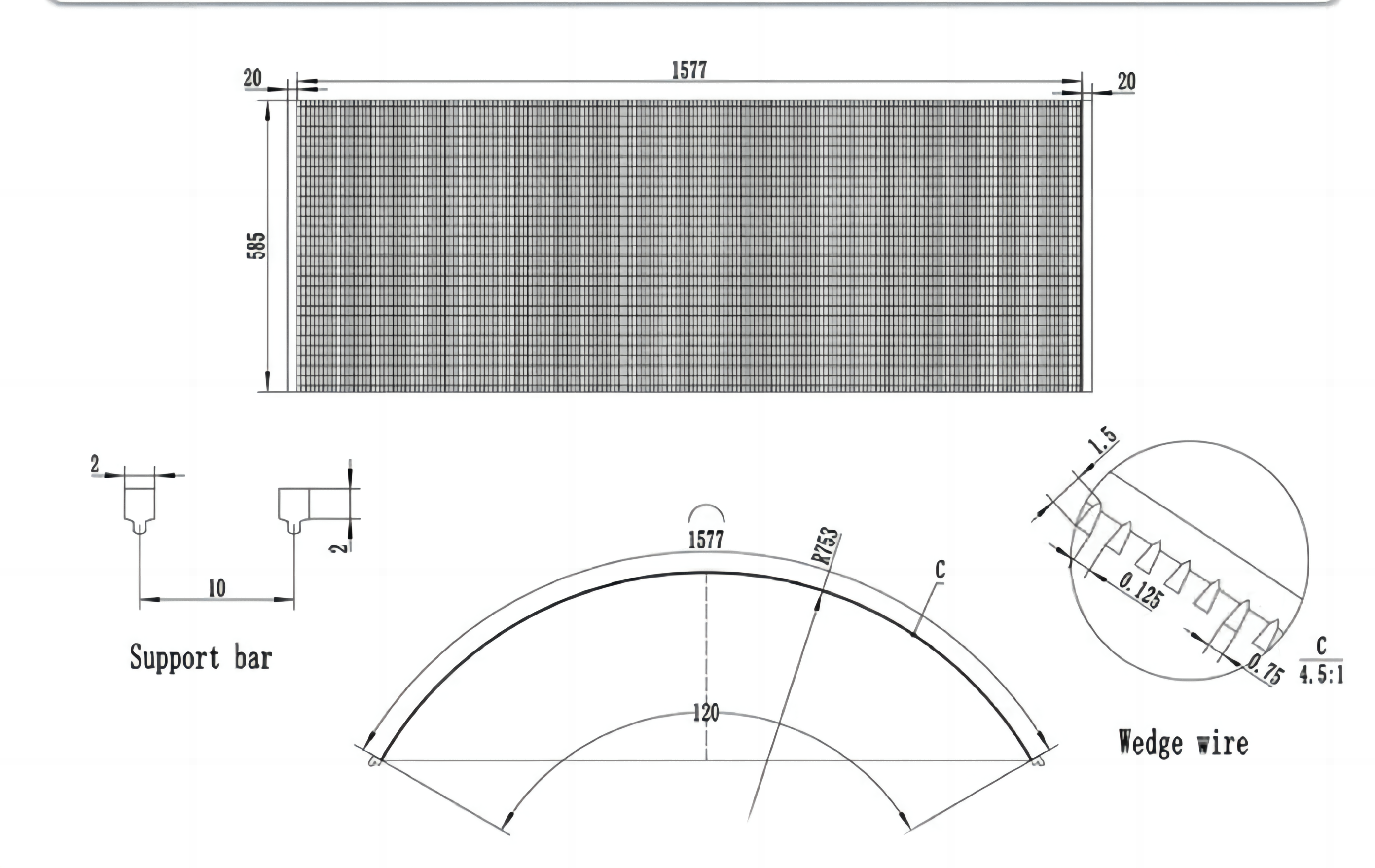 High structural strength Johnson wedge wire screen pipe filtering slot inner for filter water