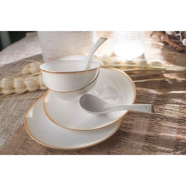 45pcs Gold Rim Fine Porcelain 43% Bone China Lace Dinner Set