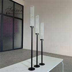 Pileira de Furacão de Estamo Longo Candela de Casamento de Ouro Com Tubos de Chaminé 3pcs Set 80cm