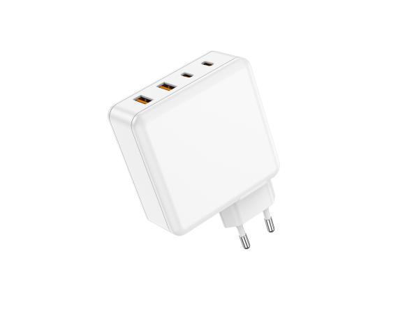Chargeur murale GaN à quatre ports de haute qualité de 100 W avec 2 ports USB-C (100 W, 18 W) et 2 ports USB-A (12 W) avec PD pour ordinateurs portables