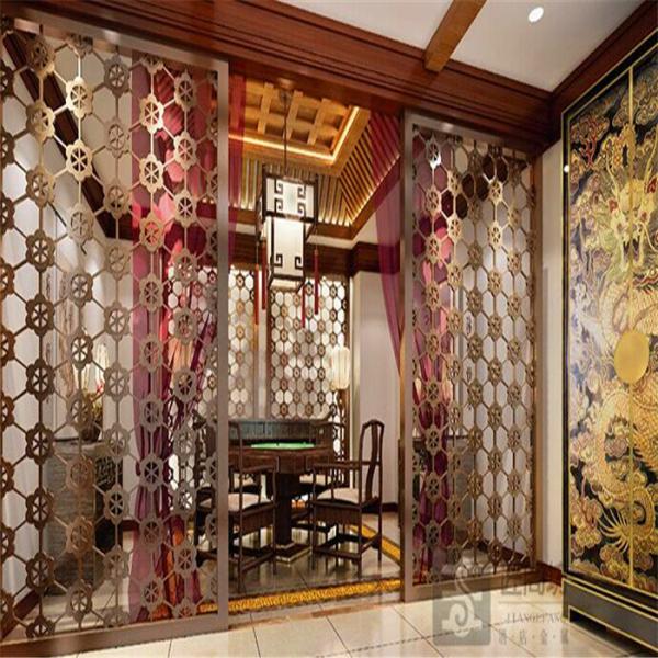 laser cut screen room divider panels with bronze gold rose goldblack PVD color
