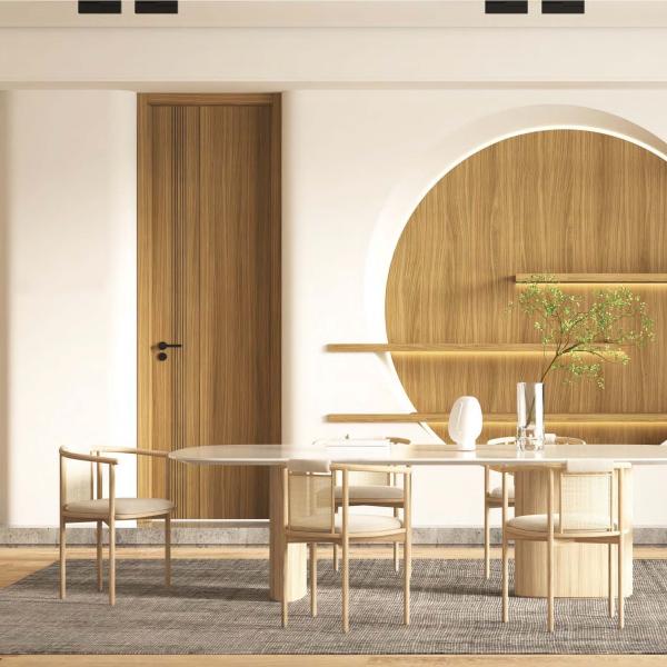 MDF Beige Wooden Texture Melamine Interior Room Door