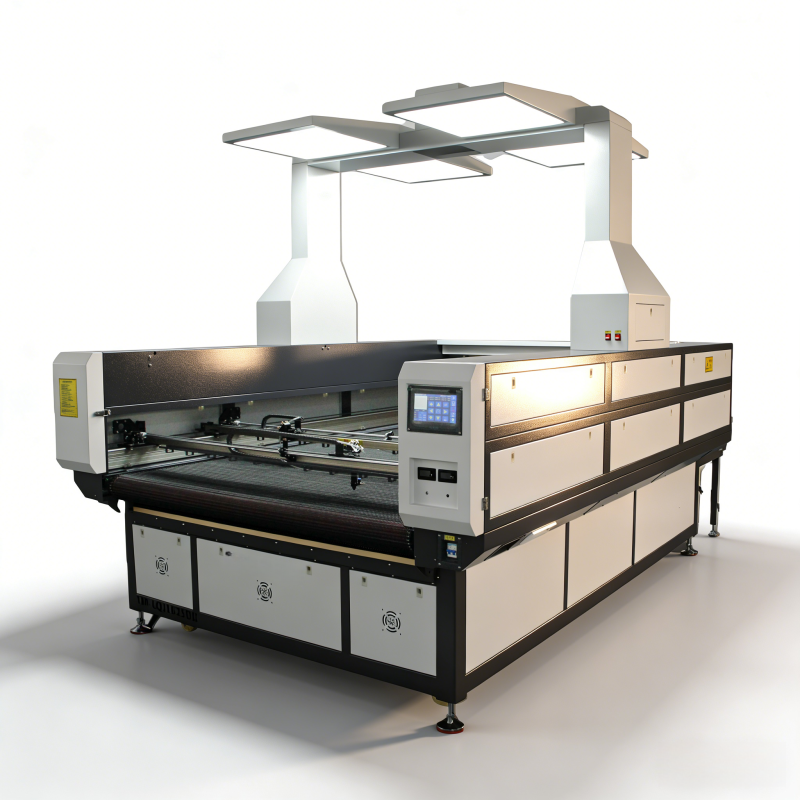 150W CO2 Laser Cutting Machine CCD Edge Patrol Automatic Feeding Platform Fabric Textile Processing