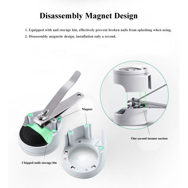 Elderly Friendly LED Nailclipper Magnifier Anti Shake LED Illuminated for Nail Trimming & Visually Impaired Reading