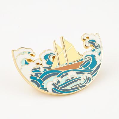 Customized Hard Enamel Lapel Badge Sailboat Brooches for Gift Backpack Hats Decoration