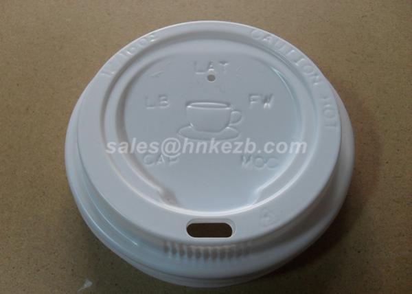 White Plastic Paper Cup Lid With Button For Coffee Cups / Cold Cups