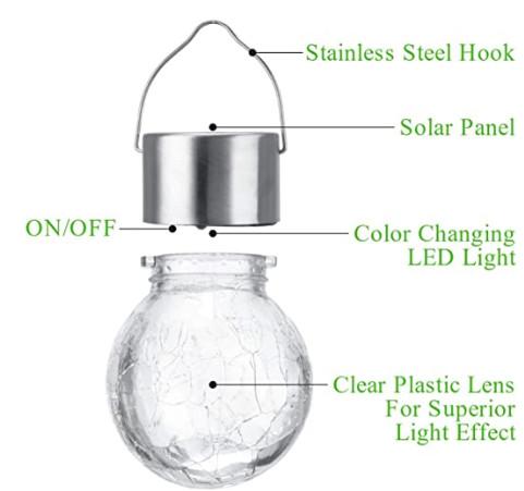Multicolor 1.2V Outdoor Hanging Solar Ball Lights